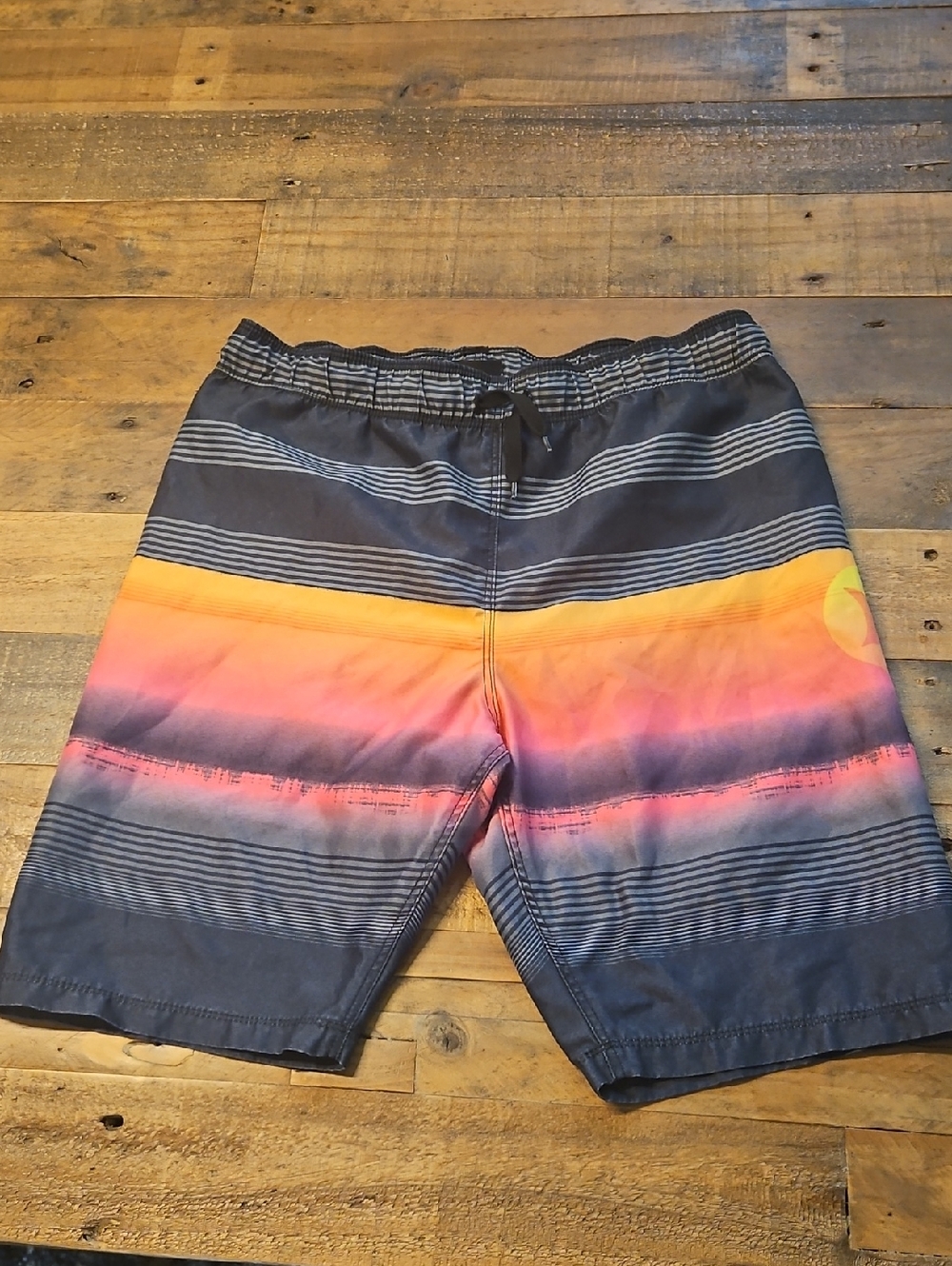 Hurley Navy Board Shorts with Sunset Stripe